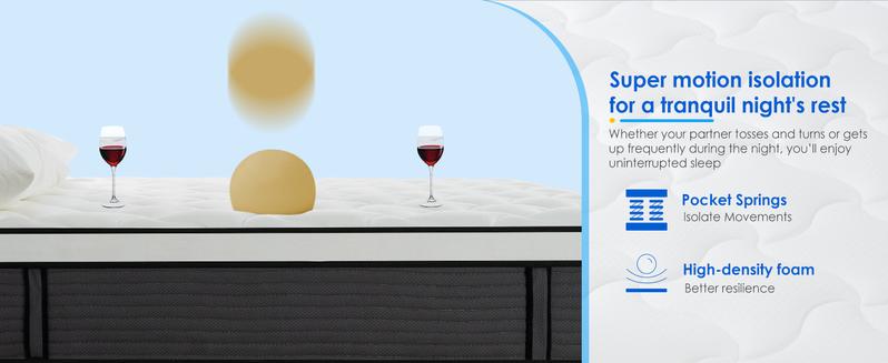 QueenRose Hybrid Mattress in a Box 10/12/14 Inch Individual Pocket Coils Memory Foam Queen/King Bed Firm Support Relieve Back Pain Easy Setup Outdoorfun Sleep Well, Excellent gift for Christmas and New Year