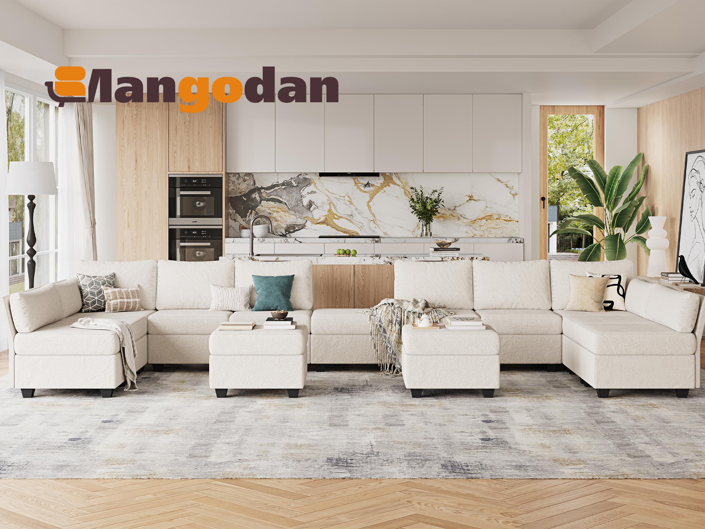 【4 Packages】114.17" Modular Sectional Sofa, 6 Seat Modular Couch with Storage, Memory Foam, Convertible Sectional Couches for Living Room, U Shaped Comfy Modular Sofa with Chaise