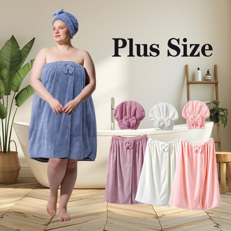 Bath Skirt & Shower Cap Set, 2 Counts/set Soft Comfortable Bath Skirt & Shower Cap, Bathroom Reusable Polyester Towel Set, Essential Bath Accessories for Home and Travel