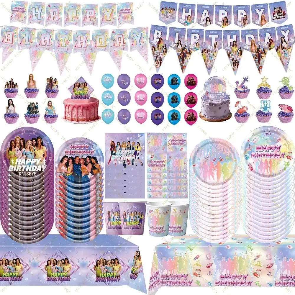 K&Katseye Birthday Decoration Party Supplie Kpop Birthday Fans Decor Gift Plate Cup Napkin Tablecoth Balloon Topper Baby Shower