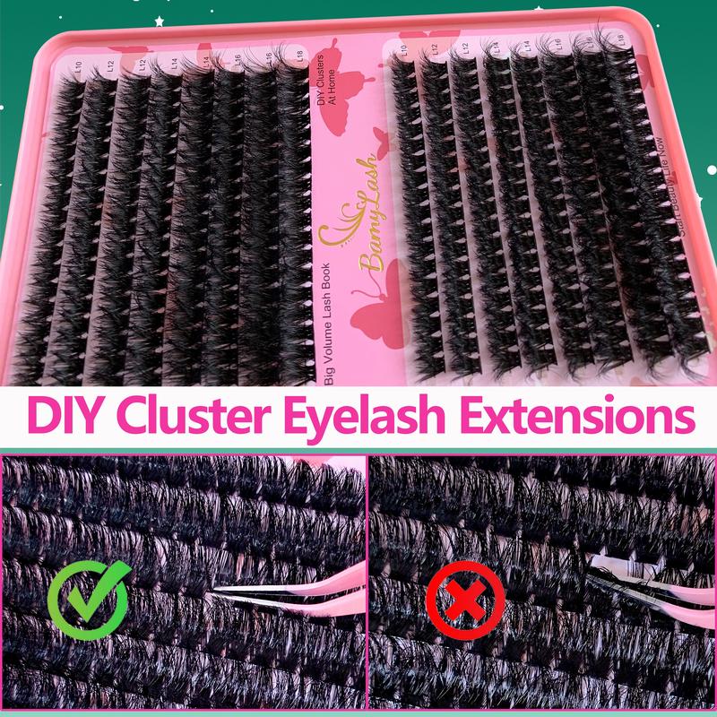 Lash Clusters Kit, 1856-Piece 10–18 mm D Curl 40D/60D/80D/100D Natural Volume Individual Eyelashes Book Set with Bond & Seal, Remover and Tweezers, Perfect for DIY at Home for Women and Beginners