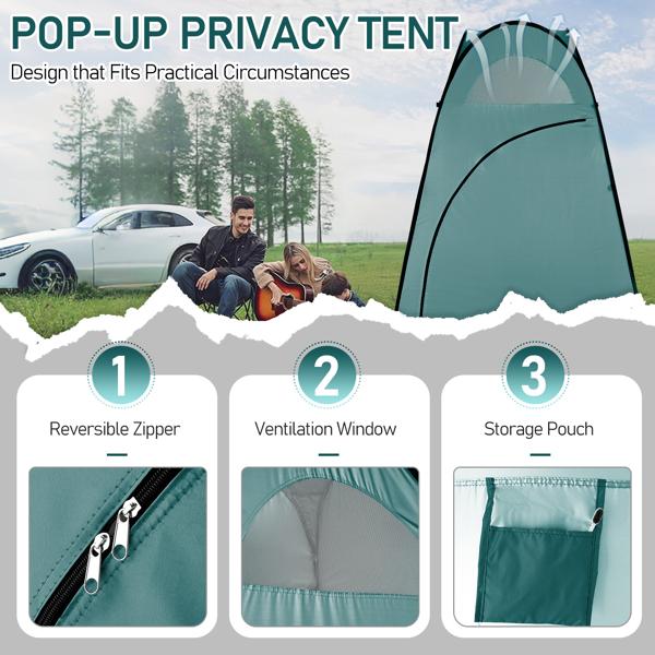 120x190cm 1-Person Pop Up Privacy Shelter Tent, Portable Outdoor Changing Room & Shower Toilet Tent, Lightweight Steel Wire Frame, Compact Fold, Built-In Storage Pocket, No Floor (for Hiking Camping Outdoor Showers)