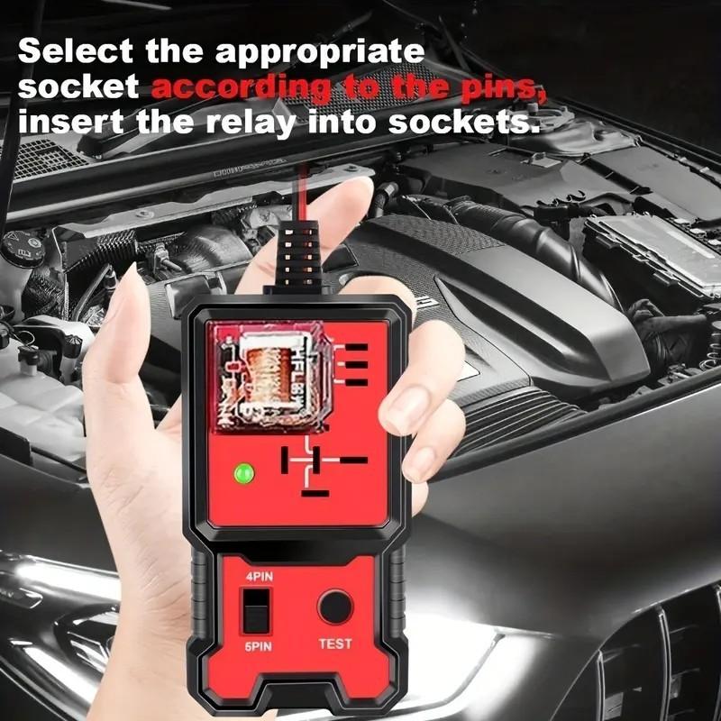Professional 12V Car Relay Tester and Diagnostic Tool, Durable Abs Case, Fits 4-Pin and 5-Pin Relays, Quick Fault Detection, and Design