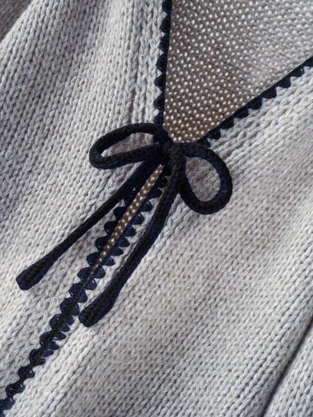 Women's Tie Front Open Front Colorblock V Neck Knit Cardigan Sweater, Casual Loose Fit Long Sleeve Cardigan for Fall & Winter, Women's Knitwear for Daily Wear, Women's Fall Outfit, Winter Sweater for Women, Grey