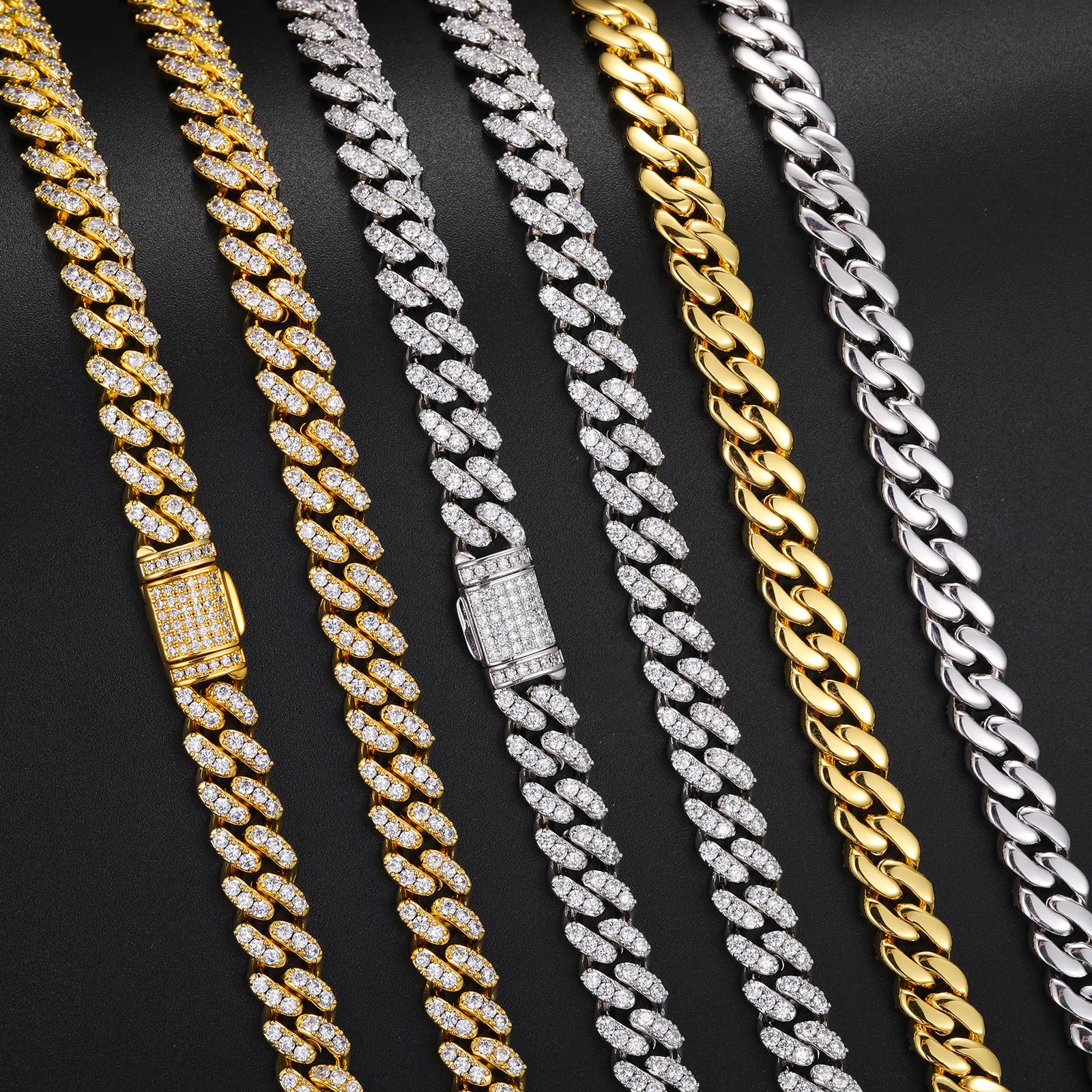 【#N3】8mm New Arrival 925  Sterling Silver Round VVS Synthetic Moissanite Iced Out Miami Cuban Chain Fashion Trend  Hip Hop Rapper Jewelry