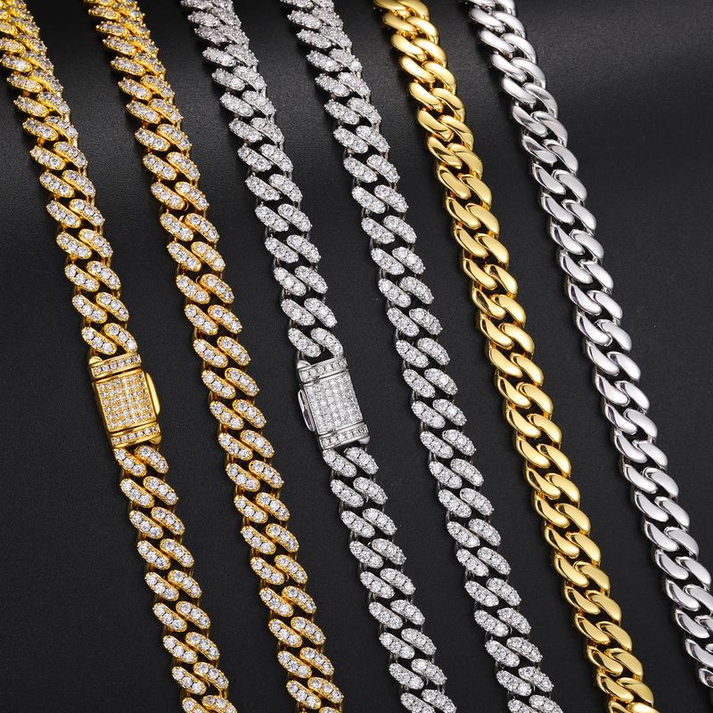 【#N3】8mm New Arrival 925  Sterling Silver Round VVS Synthetic Moissanite Iced Out Miami Cuban Chain Fashion Trend  Hip Hop Rapper Jewelry