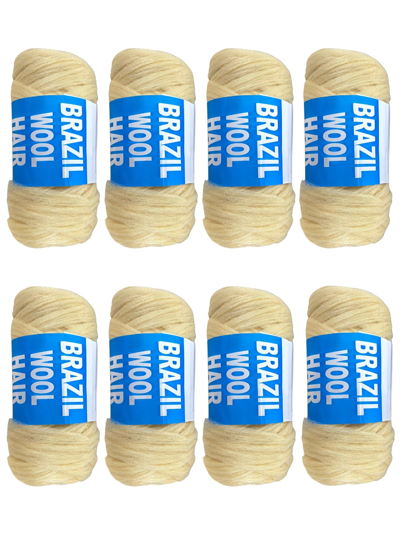 4Pcs/8Pcs Natural Black Brazilian Wool Hair for Braiding Hair Acrylic Yarn Crochet Box Braids Senegalese Twist Jumbo Braids Faux Locs Crochet Hair for Women Synthetic Braiding Hair Extensions  Wool Braiding Hair for Women Synthetic Extensions