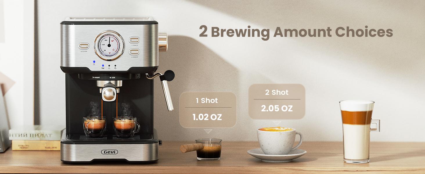 【Springtok】Gevi Compact Espresso Coffee Machine | High-Pressure Automatic with Milk Frother | Cappuccino & Latte Maker | Perfect Gift for Coffee Lovers, Dad & Mom