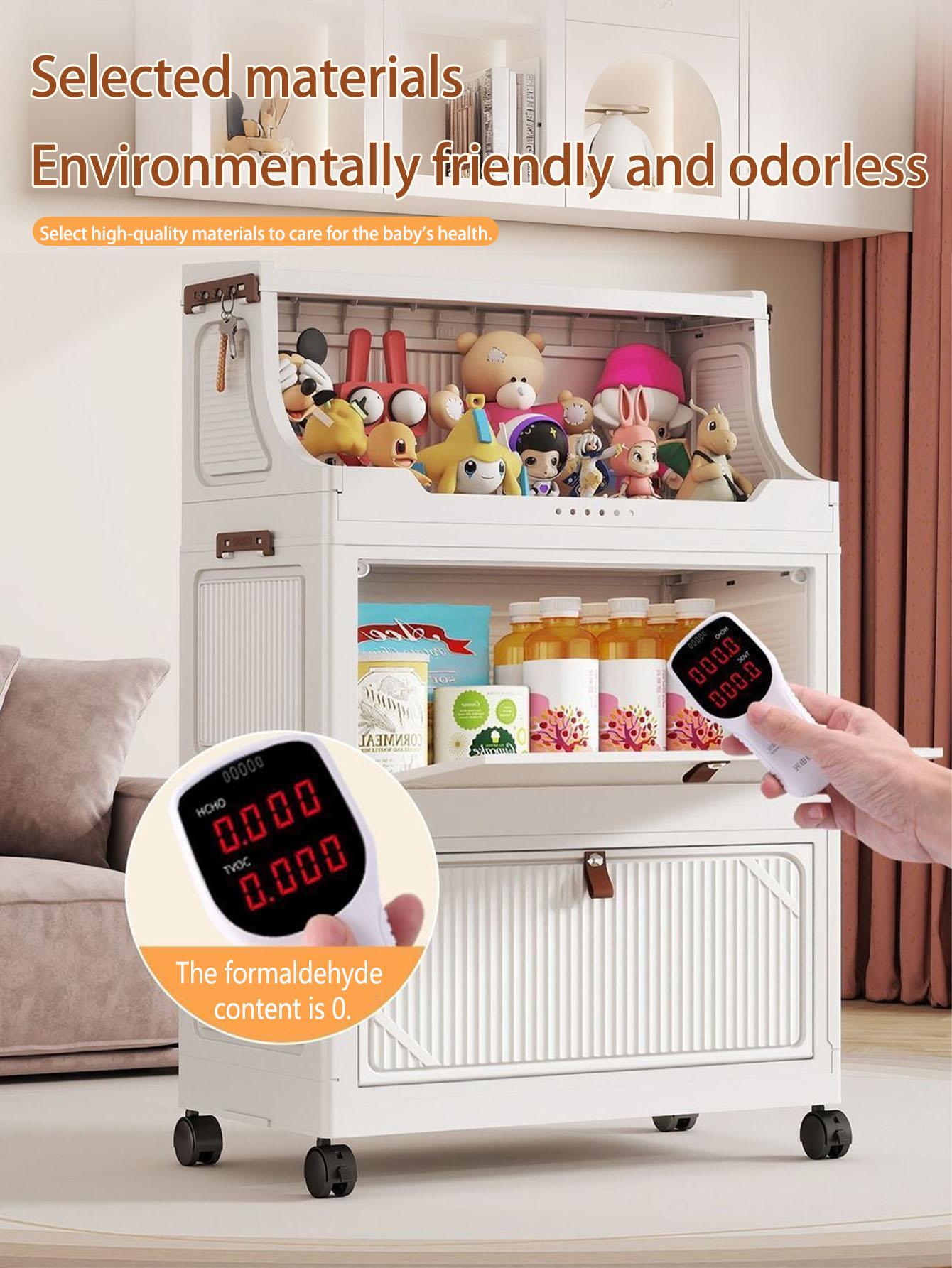 Multi-Layer Plastic Storage Cabinet, Foldable & Portable, Ideal for Bedroom/living Room, Modern Design, Universal Use