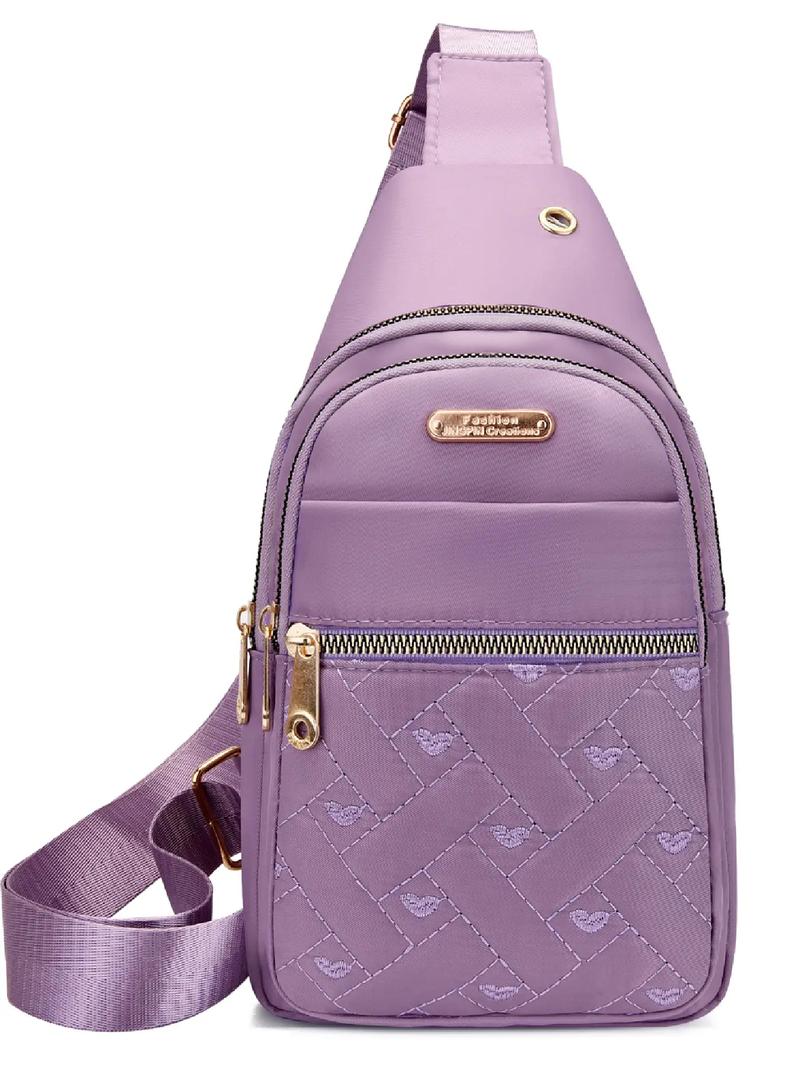 Quilted Texture Zipper Fanny Pack, Casual Solid Color Chest Belt Bum Bag for Women, Trendy Versatile Daily Commuting Bag, Girl Fashionable Crossbody Bag