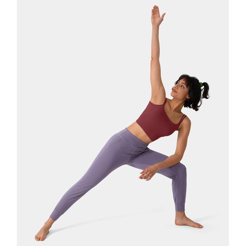 Halara Double Straps Backless Twisted Cropped Yoga Tank Top#TikTokShopBacktoSchool