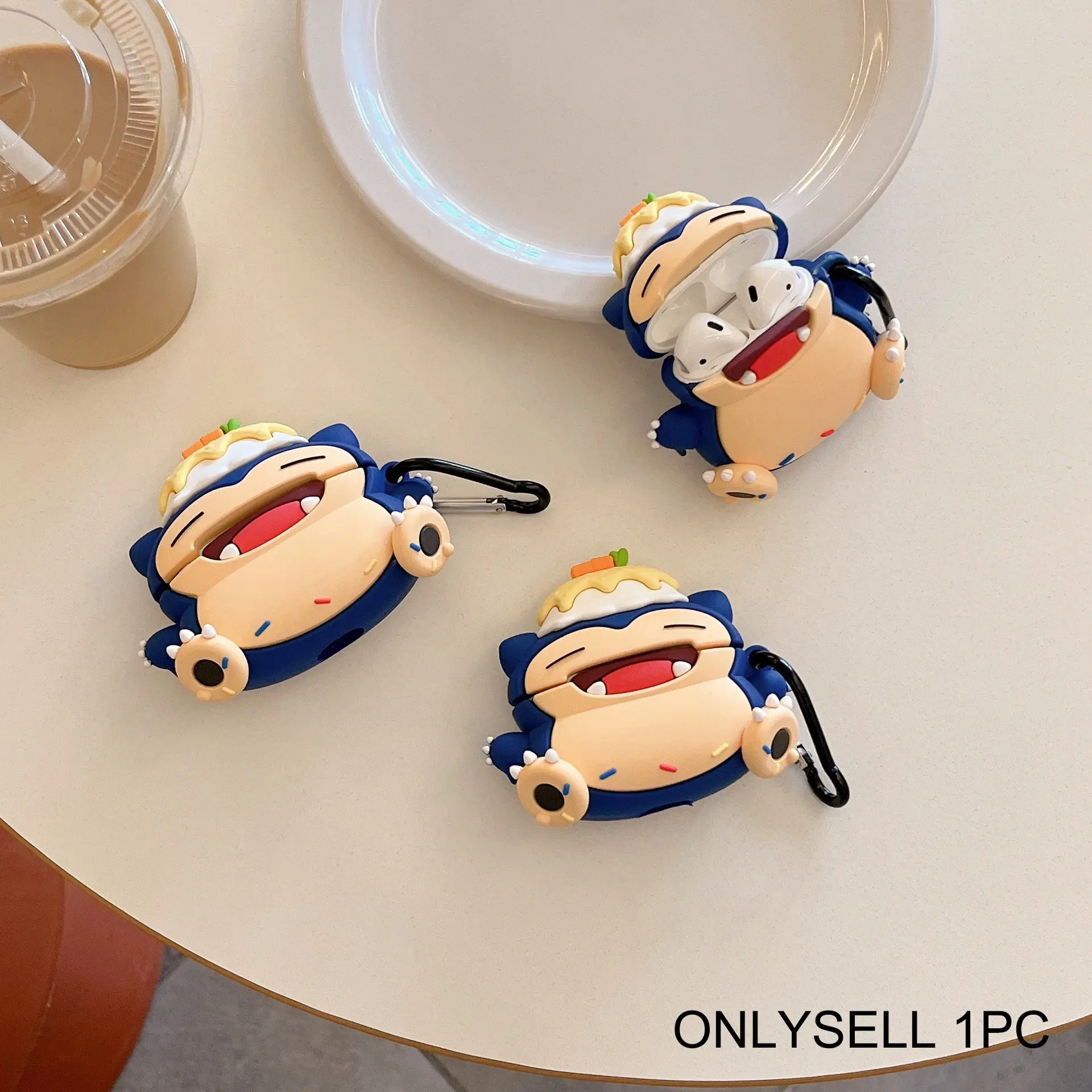 1 piece of Snorlax shaped headphone protective case, durable silicone headphone case with anti drop function, Apple wireless Bluetooth headphone case, Headphone Accessories, Earbuds, suitable for AirPods 1/2/3/4/pro/pro2/pro3