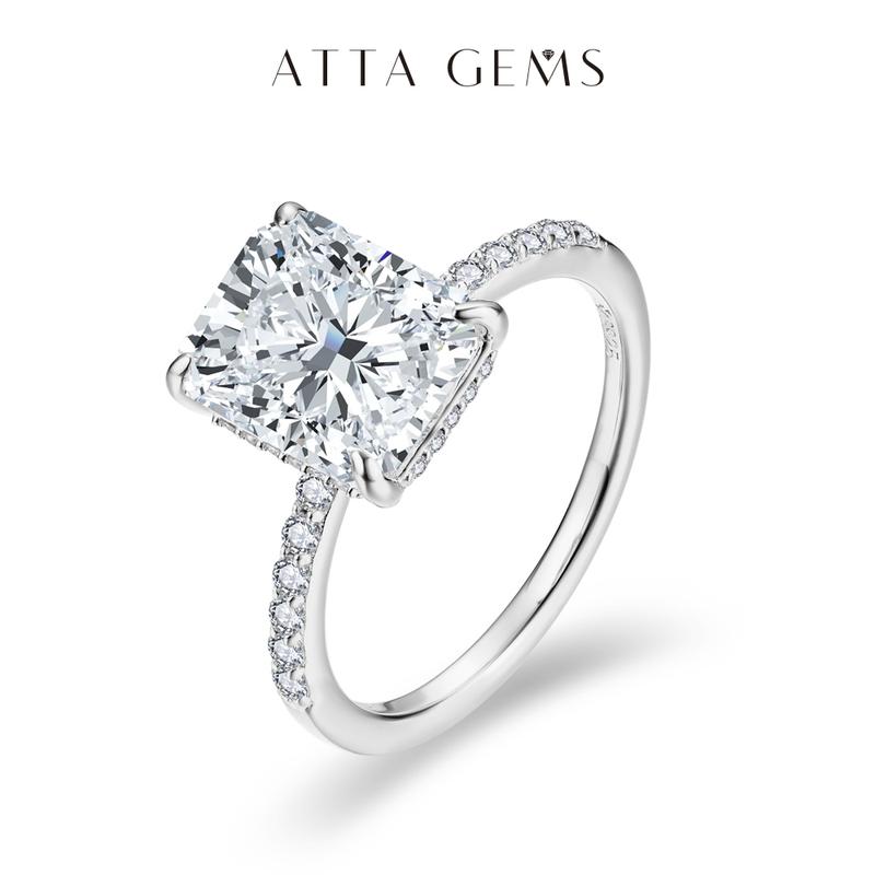 4.0CT Synthetic Moissanite Radiant Cut 10*8mm Ring Sunset Color For Woman Man Gift Annieversary Valentine‘s Day D Color VVS1 R105