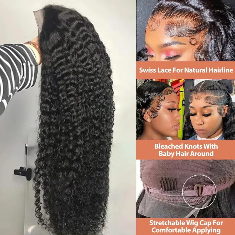 Bling Hair 13x6 Deep Wave Lace Frontal Human Hair Wigs Brazilian 13x4 Transparent Lace Front Wig For Black Women Bleached Knots Lace Wig Natural Color Pre Plucked