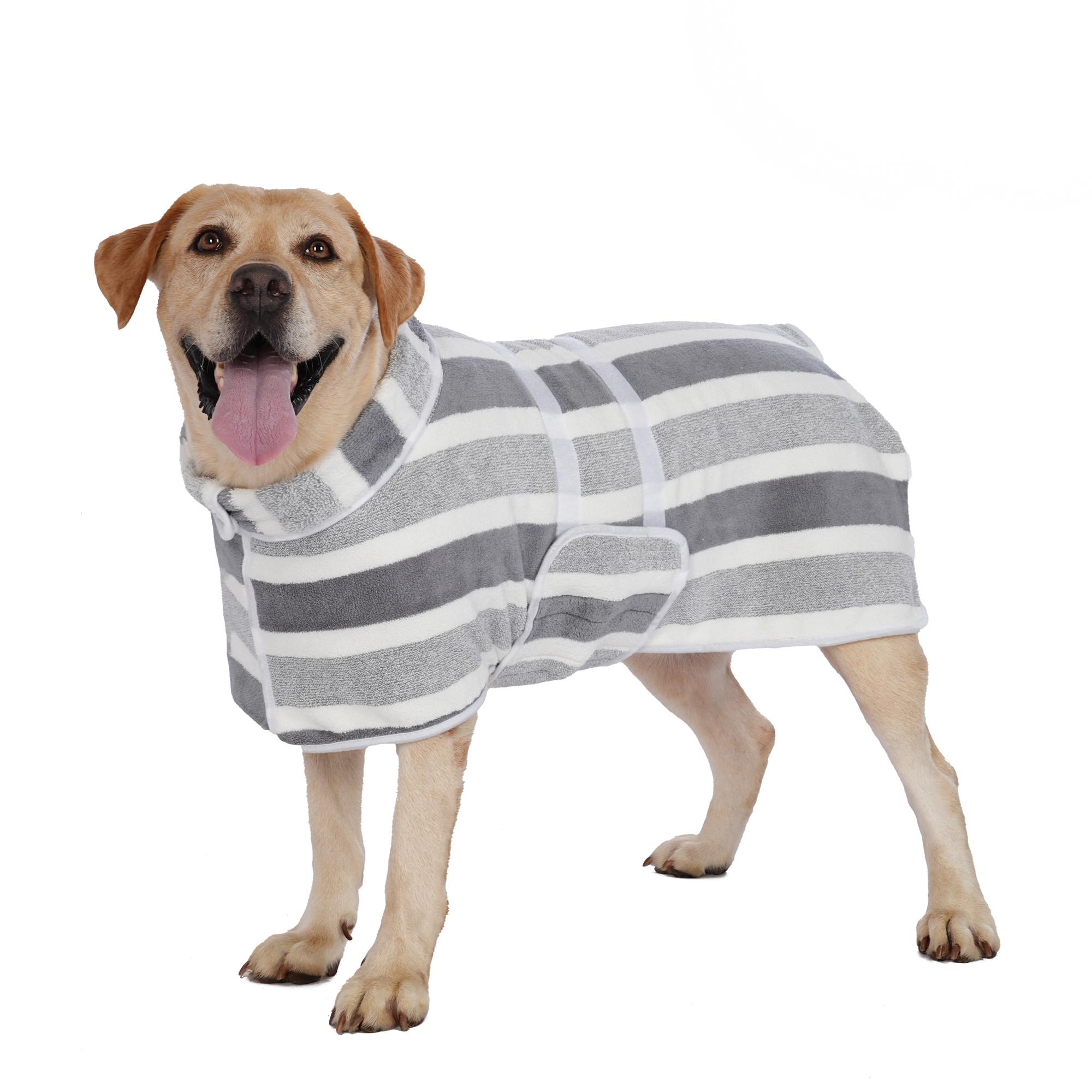 Quick-Drying Dog Bathrobe, 1-Piece Striped Pet Dressing Gown with Adjustable Belly Band, Super-Absorbent Super-Soft Fabric #GLOBAL PICKS Quick-Drying Dog Bathrobe, 1-Piece Striped Pet Dressing Gown with Adjustable Belly Band, Super-Absorbent Super-Soft Fabric #GLOBAL PICKS