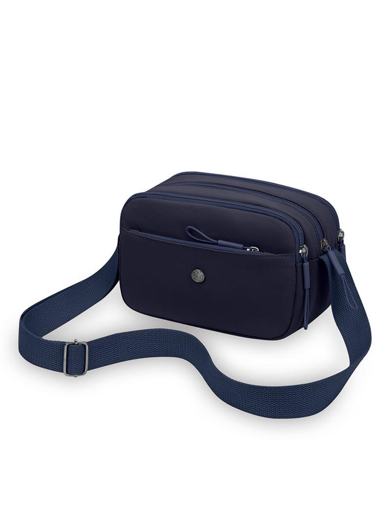 Women's Multifunctional Small Square Bag, Casual Multi-Layer Adjustable Crossbody Shoulder Bag, Lightweight Nylon Commuter Crossbody Bag