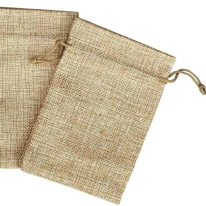 Stylish Burlap Jewelry Bags with Drawstring, 50pcs Set for Gift Wrapping & DIY Crafts, Perfect for Christmas Parties & Holiday Gifts
