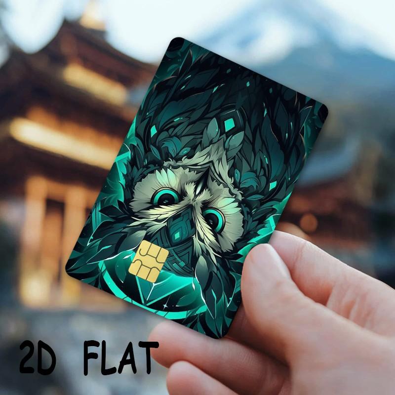 Credit Card Stickers, 2 Pcs/set, Ultra-Thin Waterproof Scratch-Resistant, Customizable Bank Card Stickers, Cartoon Owl Design