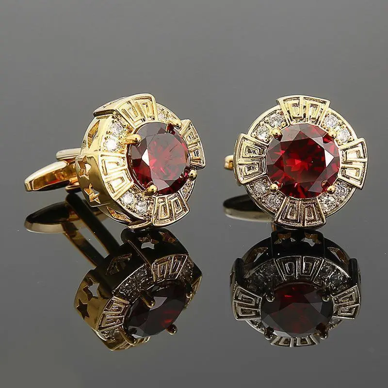 British Style Cufflinks Luxury Zircon Sleeve Studs Mens Shirts Cufflinks Premium French Cuff Links Crystal Copper Cuff Buttons