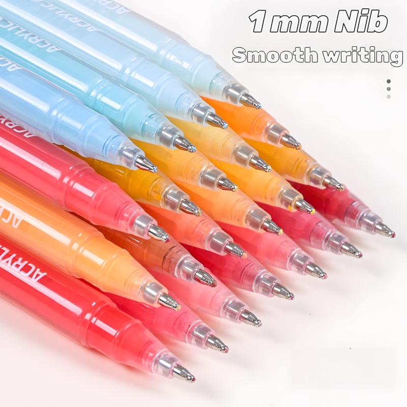 Colored Gel Pen (12pcs/set), 1mm Needle Tip Gel Pen, Large Capacity Ink Pens, Art Supplies for Diary, Card, DIY, Coloring, Doodling, Scrapbooking Supplies, Colorful Precision Pens, Acrylic Painting Pen