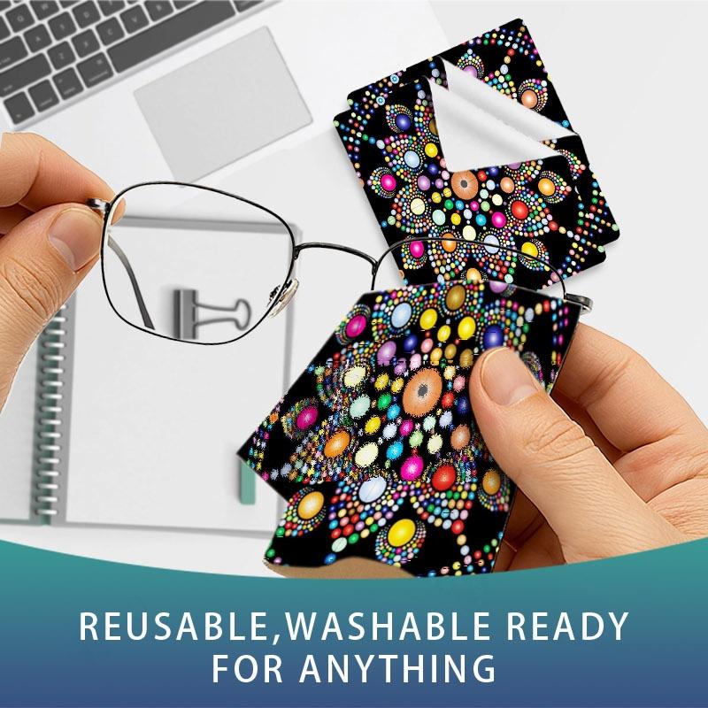 1/3/6/14pcs Vibrant Mandala - Style Cleaning Cloth, Suitable for Camera Lenses & Eyeglasses, Single - Sided, Multiple Specifications Available, Highly Decorative & Eye - Catching, Ideal for Home Cleaning & Photography Gear Maintenance