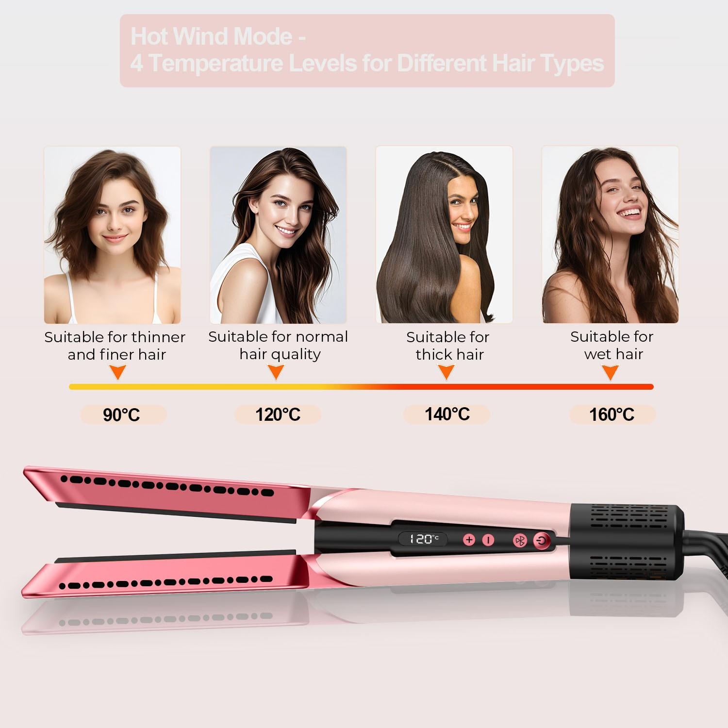 1pc Summer Cool Air Hair Straightener Hair Blower 3 In 1 Multifunctional Hair Dryer & Hair Straightener & Hair Curler Wet to Dry with Cool Wind or Hot Wind 4 Temperature Adjustable Straightening Iron