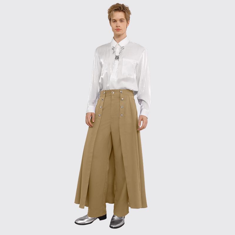 INCERUN Men's All Season Fashion Gothic Double-Breasted High Waist Deconstructed Layered Wide Leg Blazer Trousers Perfect for Halloween Costume Steampunk Stage Party Wear. INCERUN Men's All Season Fashion Gothic Double-Breasted High Waist Deconstructed Layered Wide Leg Blazer Trousers Perfect for Halloween Costume Steampunk Stage Party Wear.