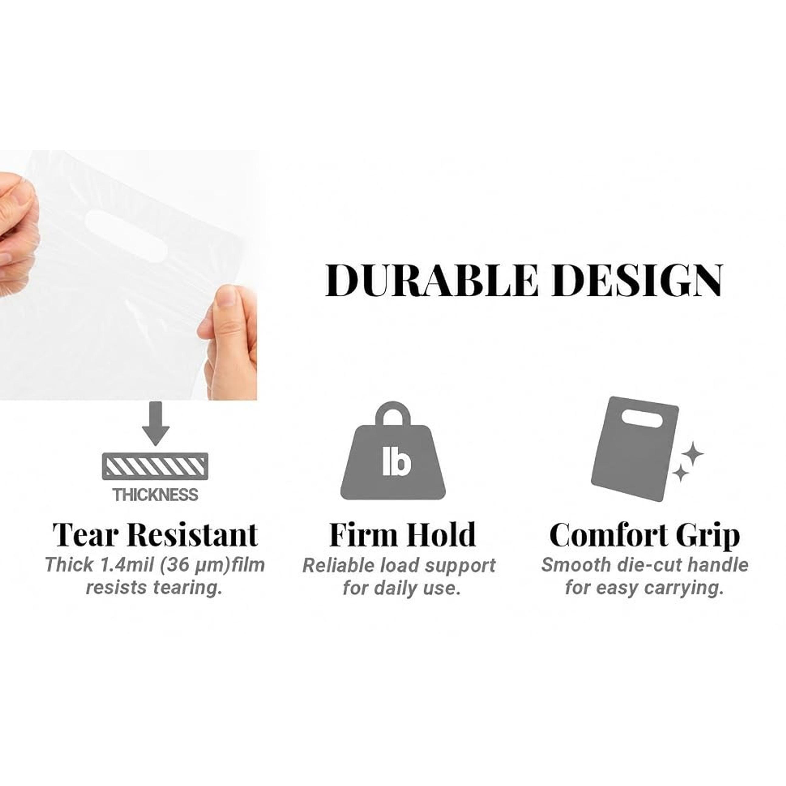 100PCS Clear Plastic Bags with Handles 9"x12" Shopping Bags, Small Plastic Gift Bag for Retail, Merchandise, Boutiques, and Small Business Packaging