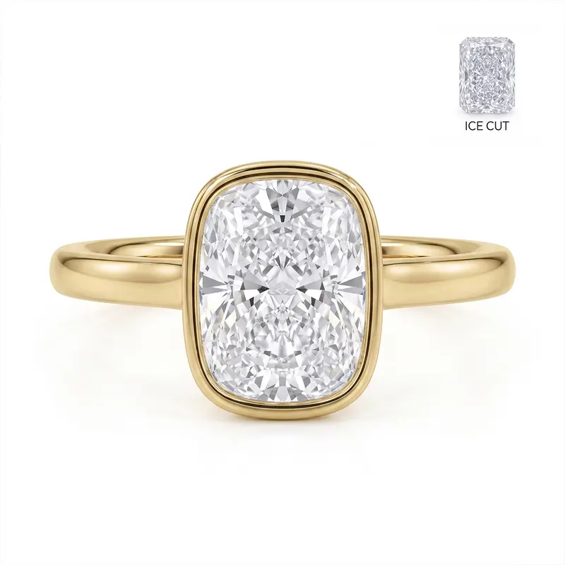 Loveden Ice Cut Cushion Cut Ring for Women, Gold Plated Copper Band ...