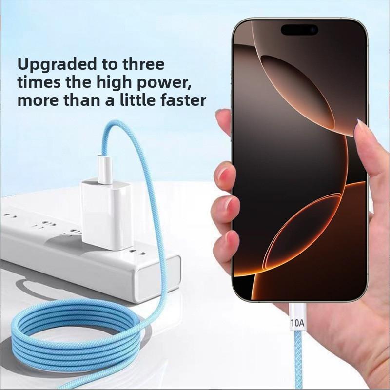 60w Type C Data Cable, Braided Charger, Long 1m Fast Charging Cable, Ultra-Fast Type C Adapter for Smartphones and Mobile Devices