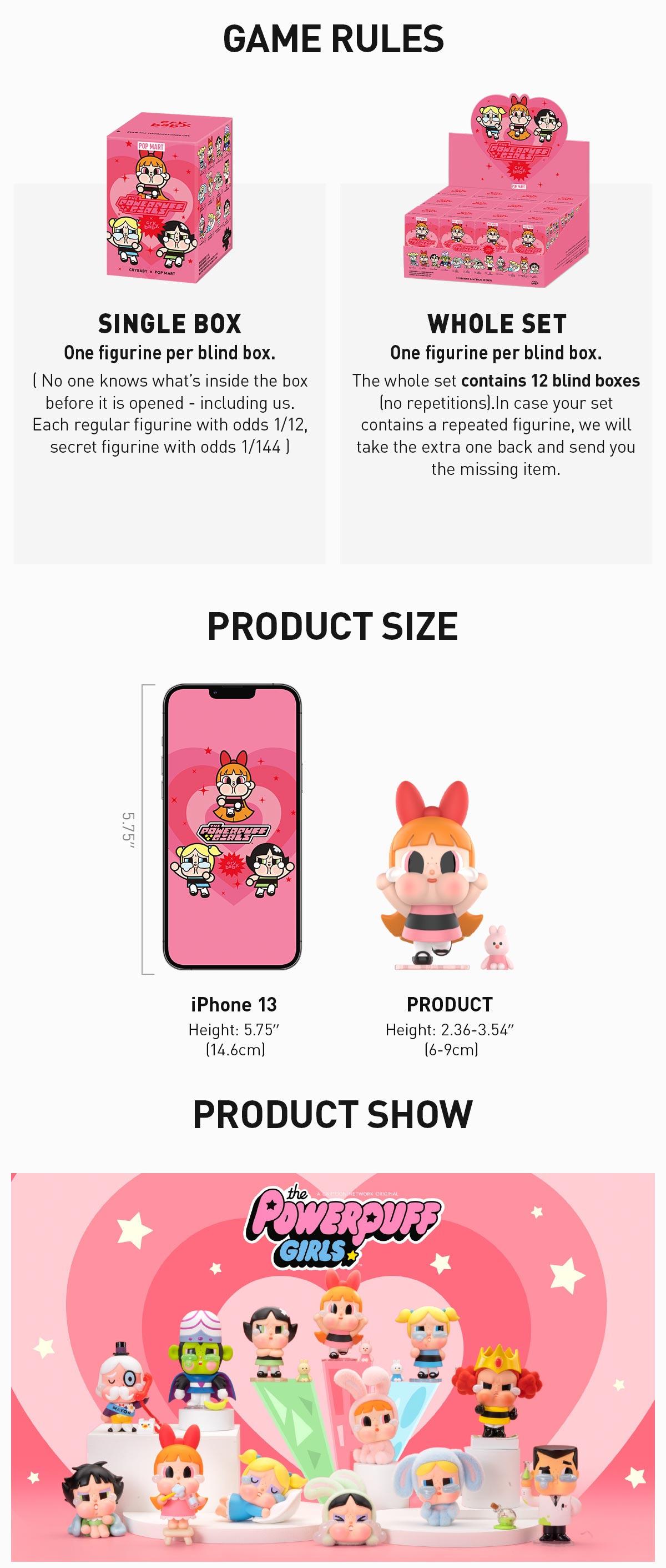 POP MART CRYBABY × Powerpuff Girls Series Figures,  Blind Box, Mystery Box