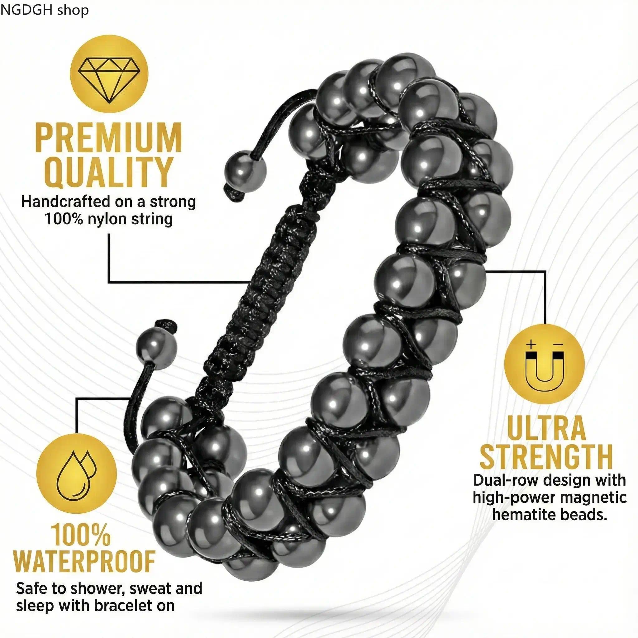 Magnetic Hematite-Amethyst Crystal Adjustable Healing Bracelets Jewelry - Male Adult Stress & Pain Relief Energy Magnet Accessory for Wellness Routine, No Extra Tools Needed for Adjustment, Energy Magnet Bracelet, Adults, Crystal Bracelets