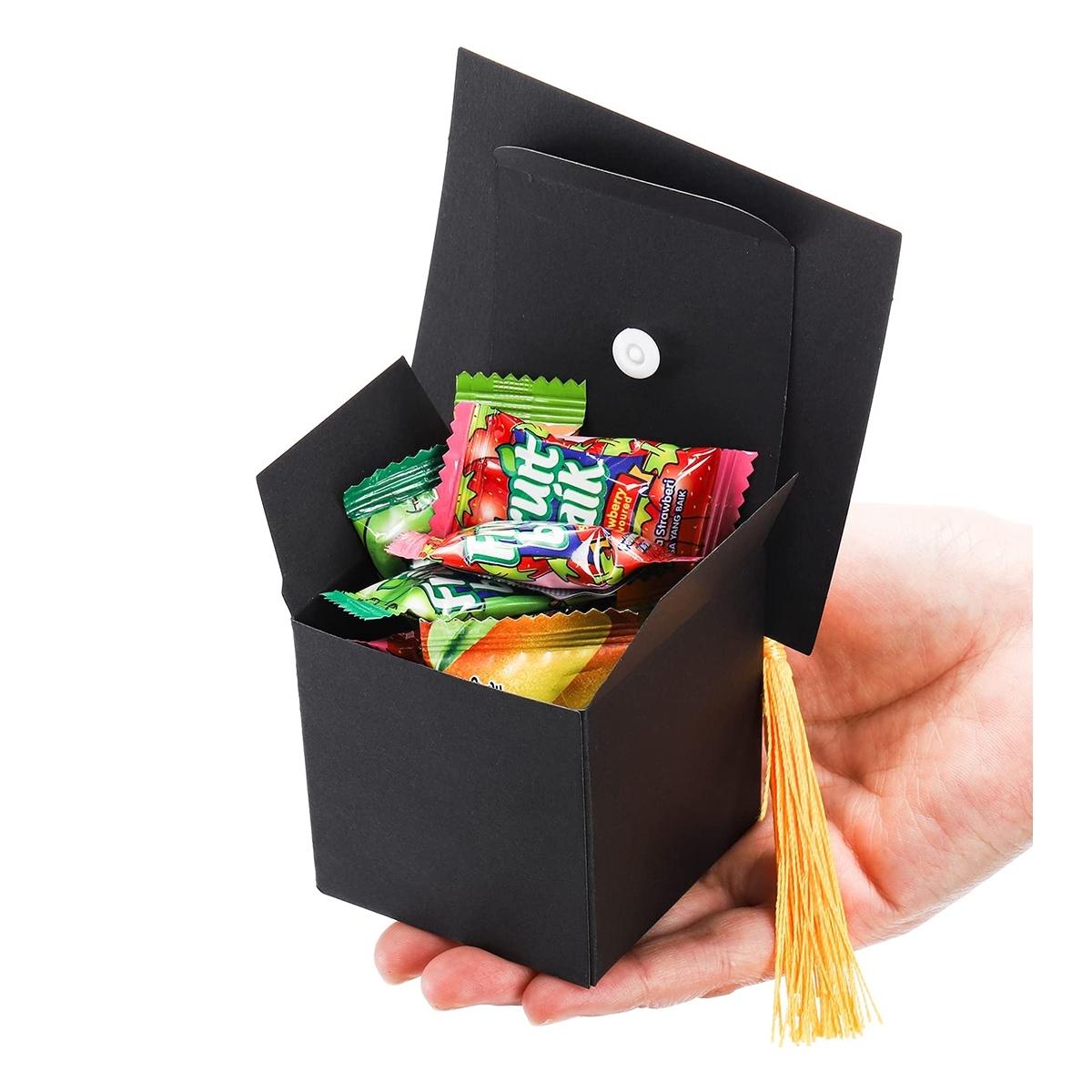 50pcs Graduation Cap Gift Box Set, & Paper Container Non-Food Contact, Cute Tassel Hat Boxes, Party Favors, Wedding Decorations