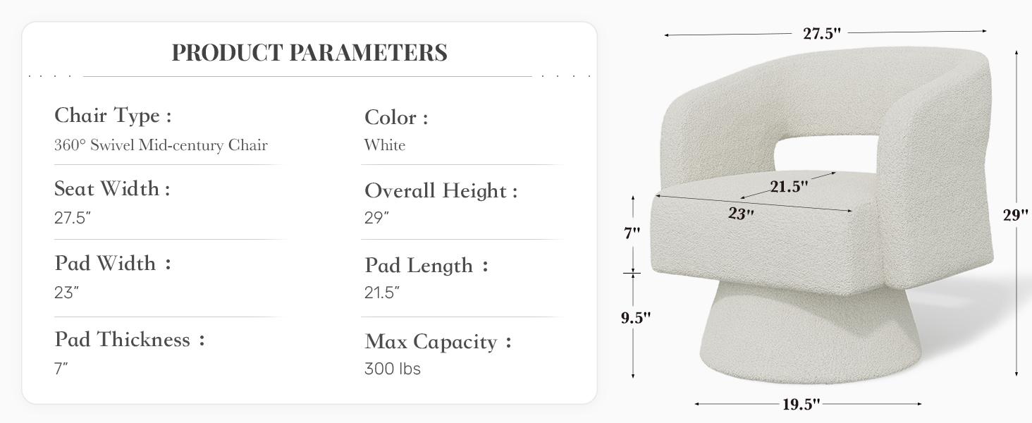 Swivel Barrel Accent Chair,Oversized Teddy Upholstered Round Swivel Chair,Modern Luxury 360 Degree Living Room Vanity Chair for Bedroom Office,Black