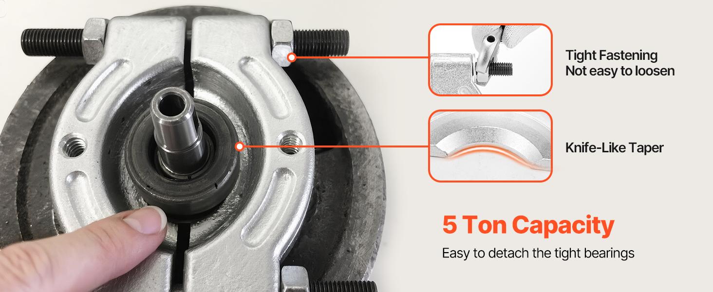 VEVOR Bearing Puller Kit, 14-Piece 5 Ton Capacity Bearing Separator, Pinion Wheel Bearing Removal Kit with 2-Inch and 2.8-Inch Jaws, Bearing Puller Set, Heavy Duty Bearing Splitter Tool Kit with Case