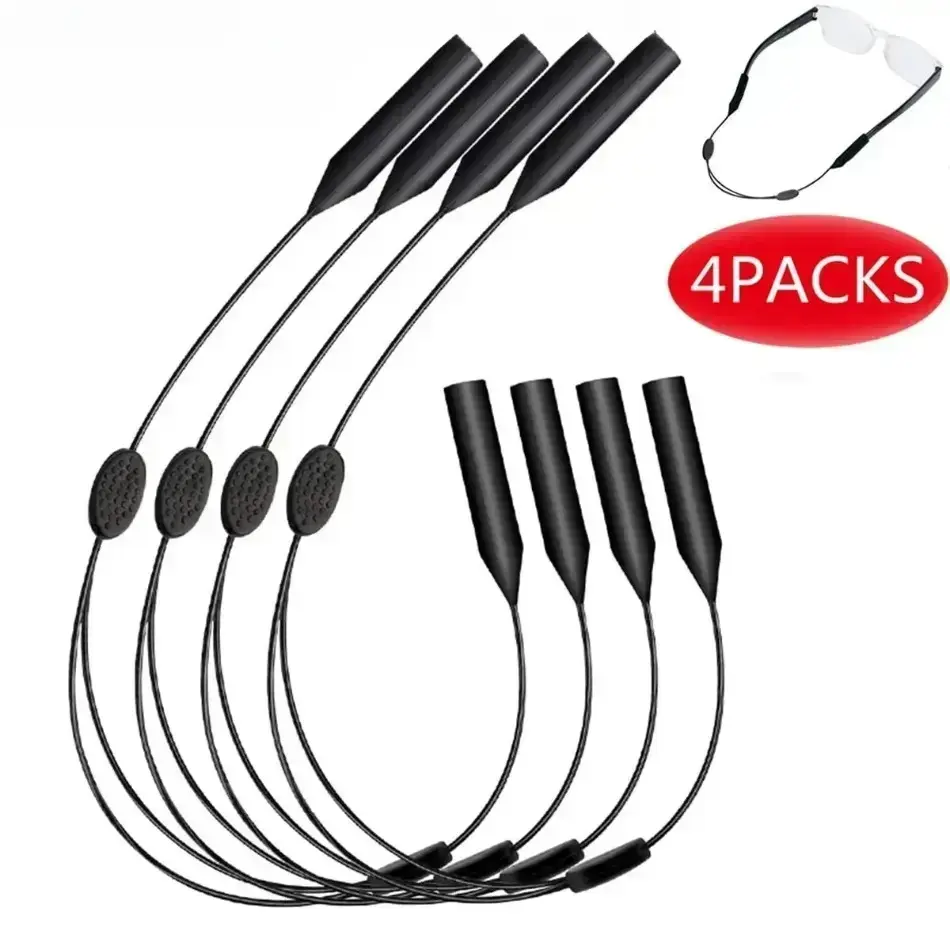 Adult Unisex Plain Secure Hold Glasses Chain & Lanyards - Adjustable Non-Slip Plastic Strap Sports Lanyard Eyewear Retainer with Flexible Hooks for Outdoor Sports, Daily Use