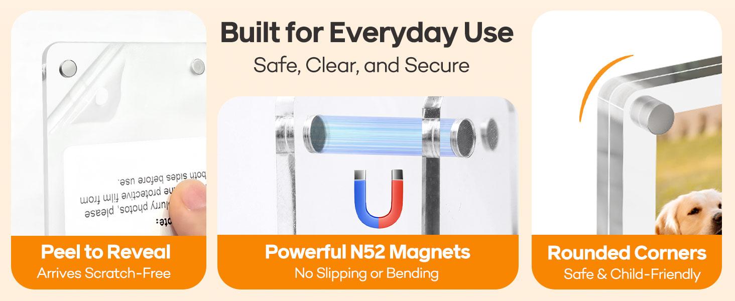 2Pcs Car Visor Photo Clip, 3"x 3.5" Magnetic Square Picture Frame for Car Sun Visor – Clear Acrylic Display for Family or Pet Photos, Easy Clip-On Photo Holder for Car Interior, Auto Accessories Gift for Drivers Mother's Day,Father's Day