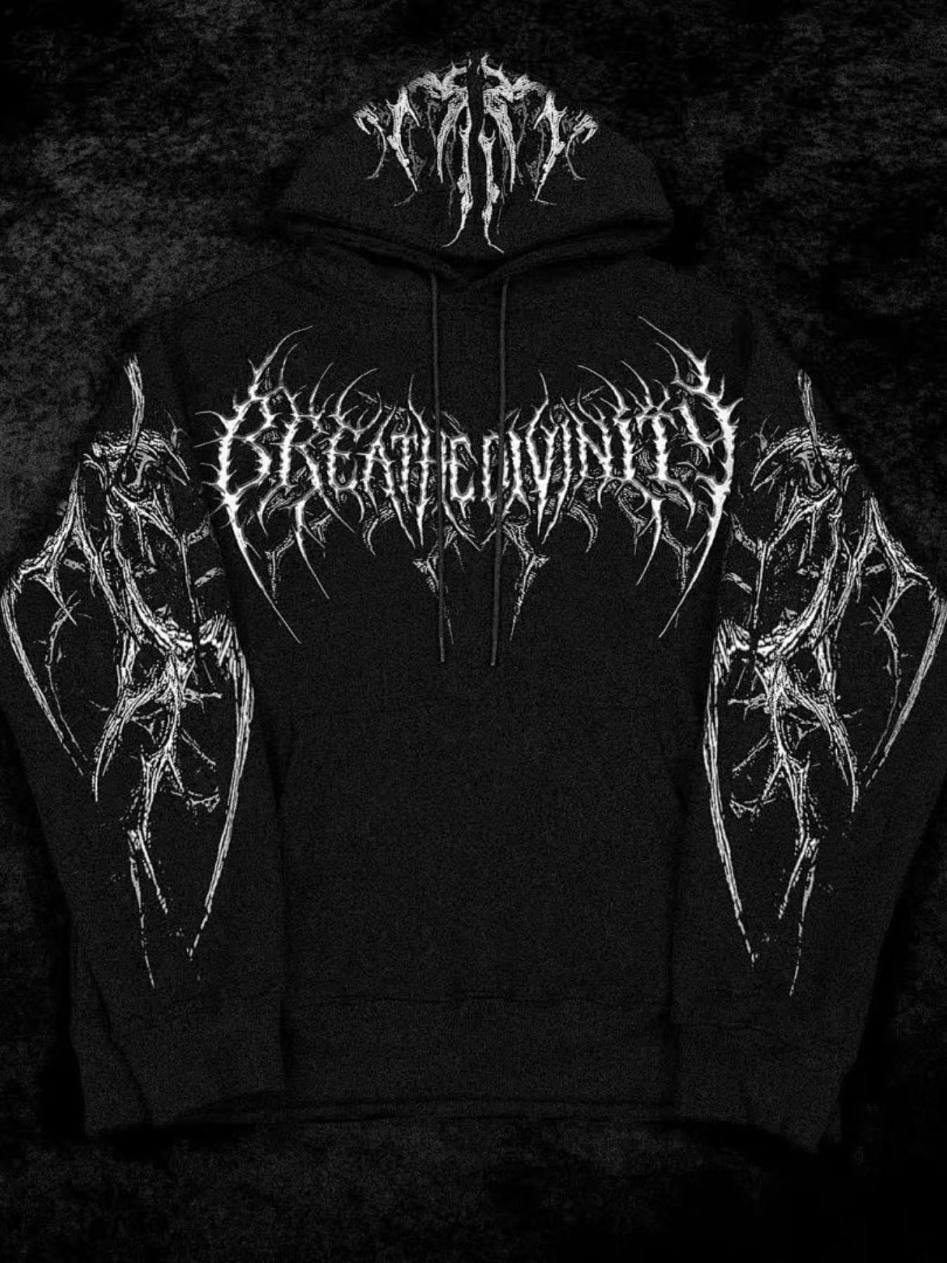 Gothic Demon Skull Print Oversized Hoodie | Y2K Grunge Streetwear Sweatshirt | Dark Aesthetic Hoodie for Men