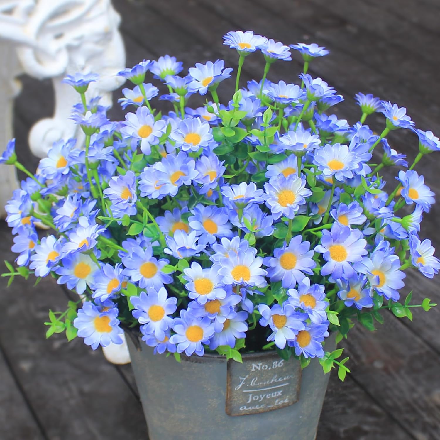 12 Bouquets Artificial Daisies Plastic Faux Flowers Outdoor UV Resistant Fake Daisy Home Decor Window Box Garden Pots Indoor Outdoor Decoration #GLOBAL PICKS