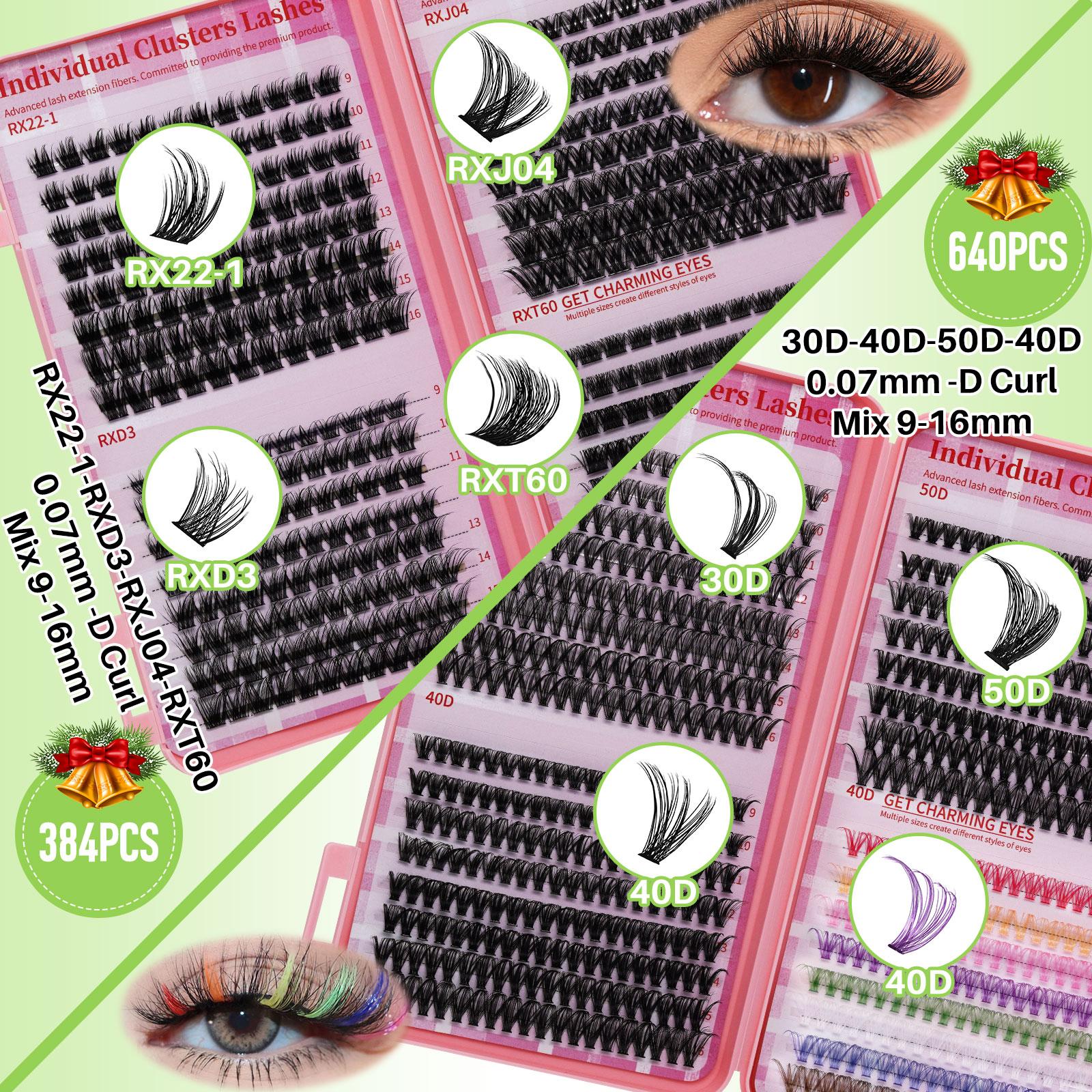 Eyelash Extensions Kit, 1 Box Eyelash Glue & Tweezers, Professional Eye Tool for Women, Lashes Clusters Eye Makeup Accessories for Home & Salon Use, Eyelash Kit, Eye Tools, Beauty Eyelash Clusters, Cosmetic