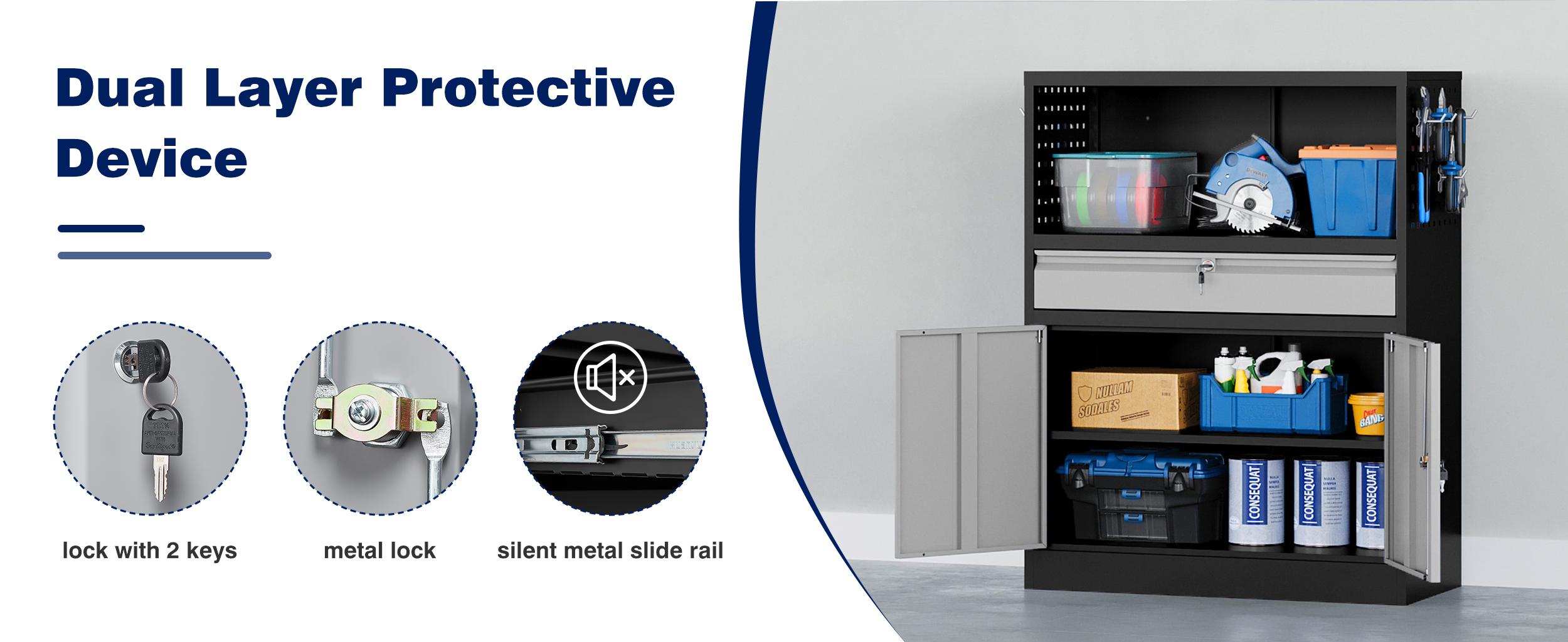 Letaya Metal Garage Storage Cabinet with Locking Doors and Adjustable Shelves, Tool Storage Cabinet with 1 Drawer - 41" Steel Locking Cabinet for Garage,Warehouse Letaya Metal Garage Storage Cabinet with Locking Doors and Adjustable Shelves, Tool Storage Cabinet with 1 Drawer - 41" Steel Locking Cabinet for Garage,Warehouse