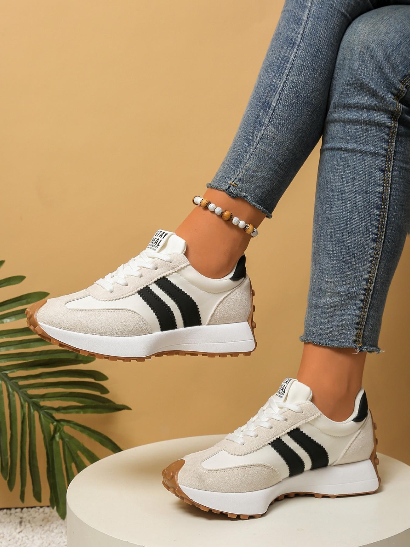 Spring Summer Retro Aggressive Shoes Women, Imitated Deer Skin Material, Casual Training Shoes, Anti-Slip Thick Sole, Outdoor Shopping Commute
