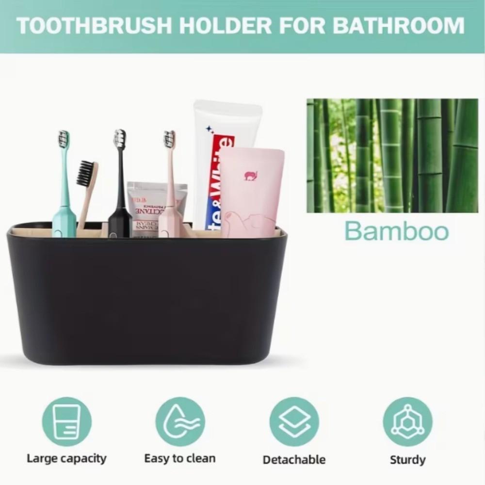 Multi-Functional Toothbrush Holder Stand, Independent Countertop Bathroom Storage Box, Razor & Makeup Brush Organizer, Home Decor