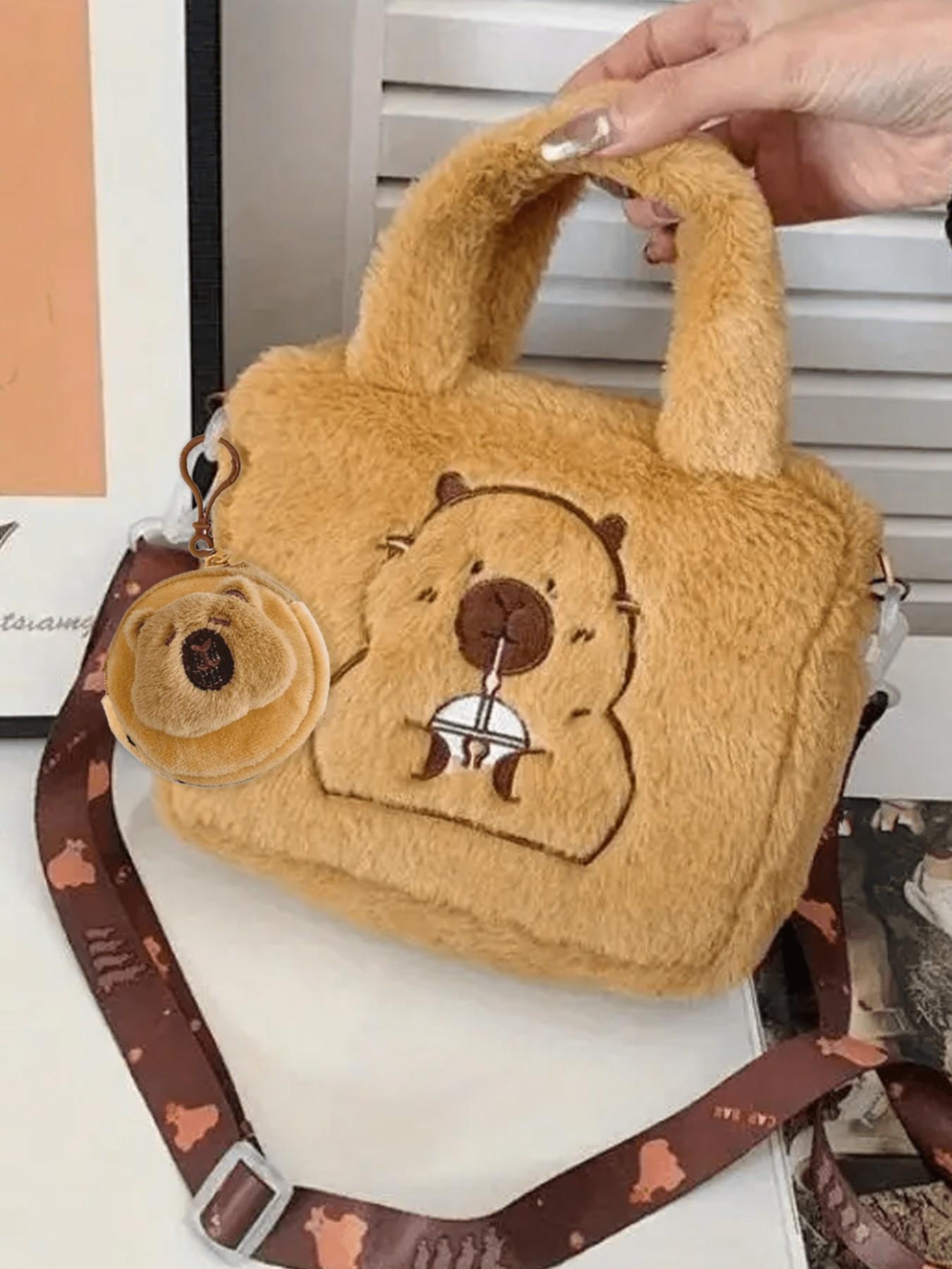 Dolphin Plush Crossbody Bag Set, Cute Animal Pattern, Soft Full Plush Material, Keychain, Small Item Organizer, Mother's Day Gift