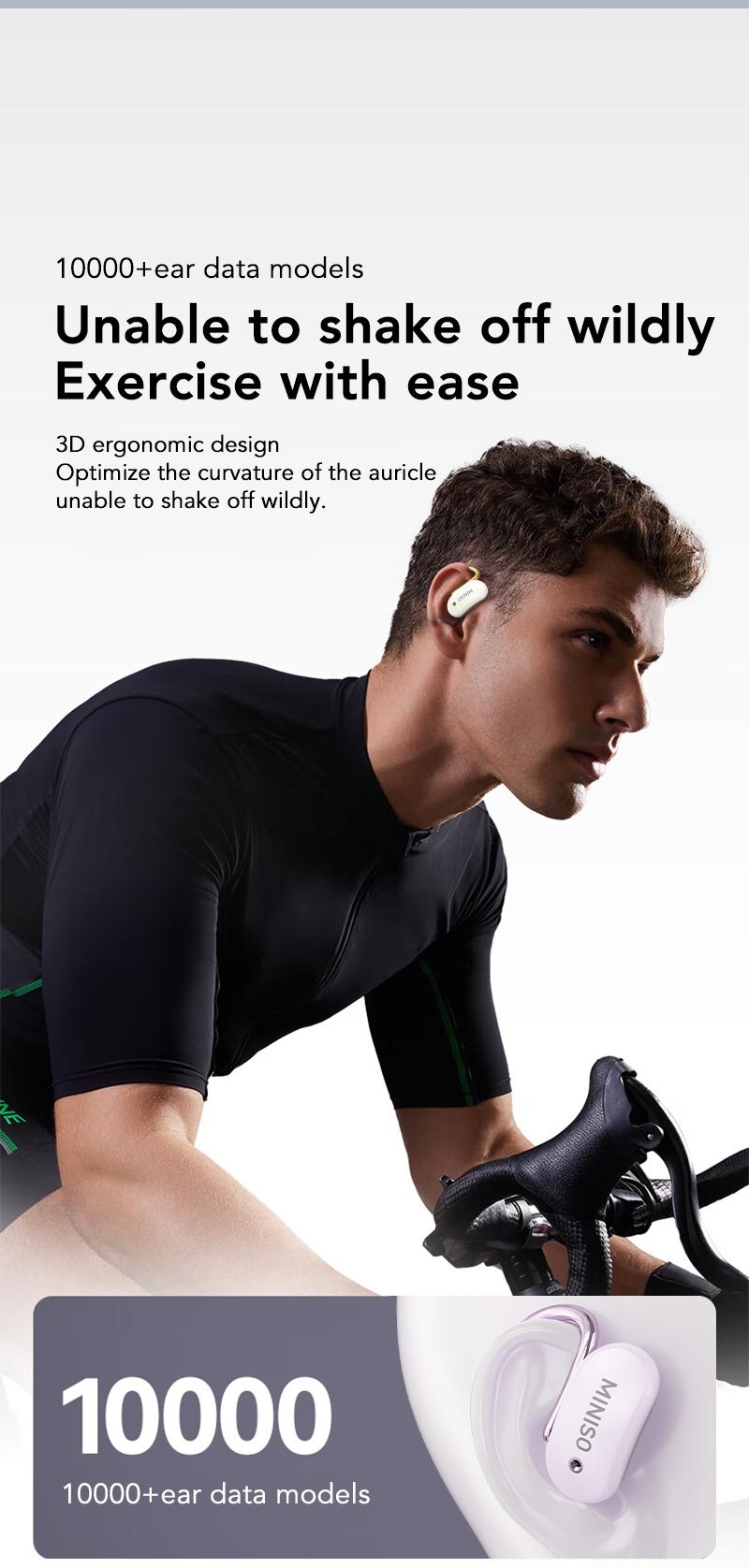 MINISO X68 True Wireless Open Ear Earbuds Bluetooth 5.4 HIFI Sound Quality Sports Headphones OWS Earbuds Gaming with Low Latency Touch Control IPX5 Waterproof With microphone Earphones