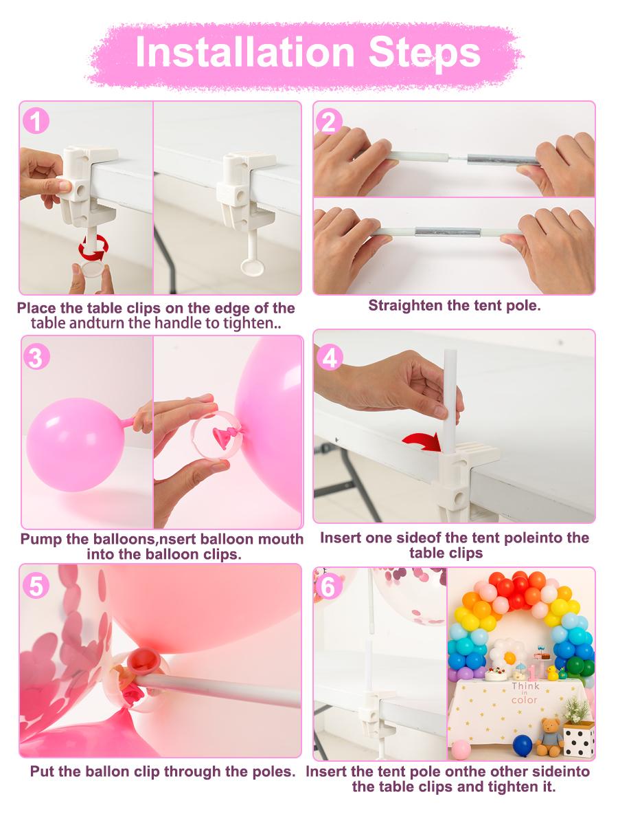 12ft Adjustable Balloon Arch Stand Kit Re-usable Table Balloon Arch Kit with Base High Strength Glass Fiber Pole for DIY Party Wedding Birthday Baby Shower Kids Decorations