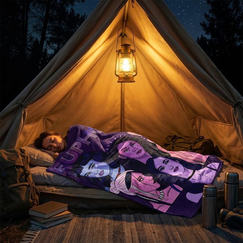 Euphoria Main Characters Fleece Blanket - Retro Neon Portrait Design, Ultra-Soft Plush Throw for Trendy Home Decor & TV Show Fans, Perfect Gift for Daughters, Sons, or Your Beloved