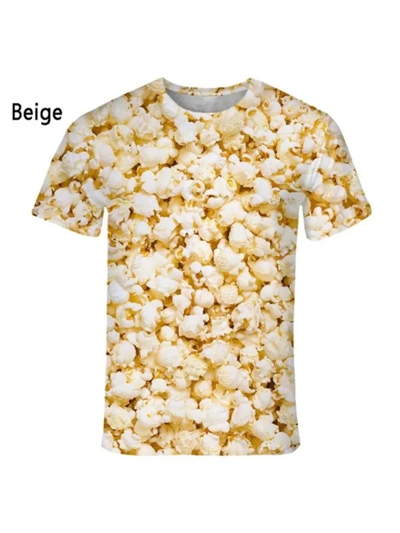 New Fashion Popcorn 3D Printed Funny T Shirts Men's And Women's Clothing Summer Short Sleeve T-Shirt Unisex Streetwear Tops Tees