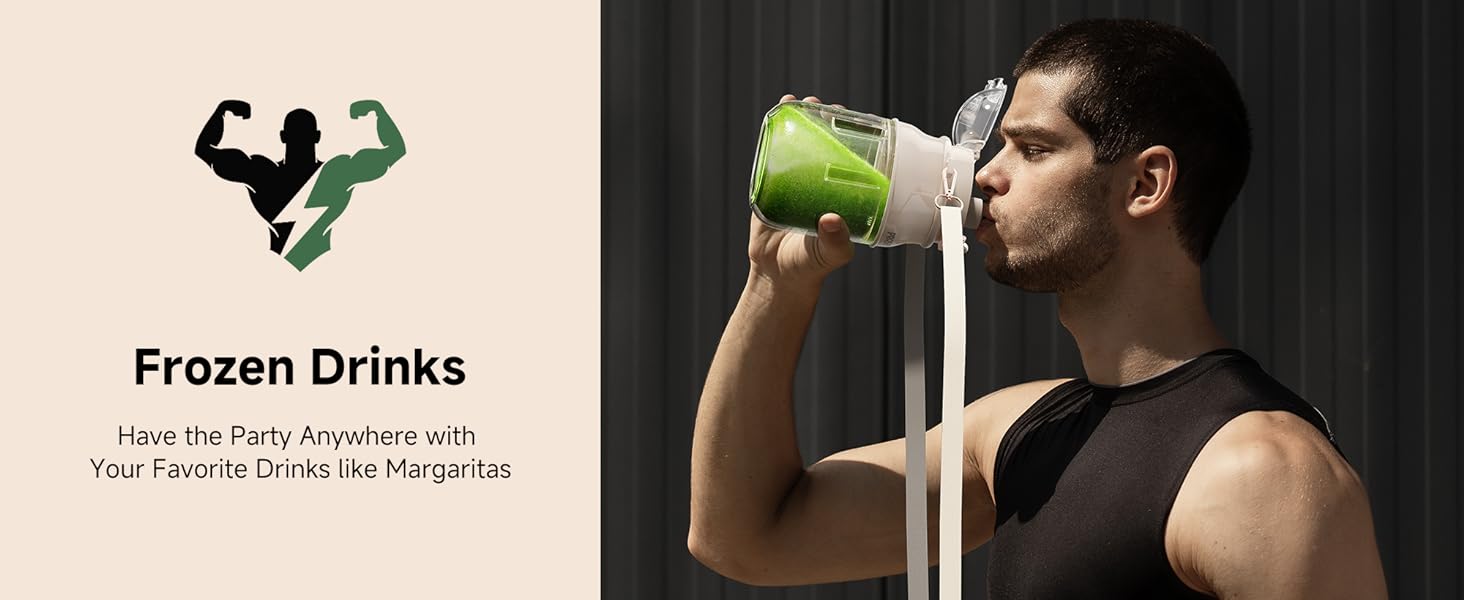Prasky Portable Blender, Type-C Rechargeable blender, Mini Blender, Personal Blender for Fresh Juice, Smoothies & Protein Shakes with Extra Lid and Shoulder Strap, Dishwasher Safe Parts, Ideal for Gym/Travel/Kitchen/School/Driving outdoorfun