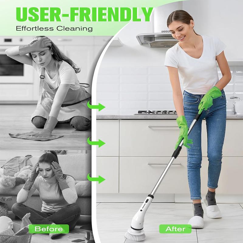 Electric Spin Scrubber, Electric Cleaning Brush with 4 Replaceable Brush Headsand, Cordless Shower Scrubber Full-Body IPX7 Waterproof, 3 Adjustable Extension Handle, 2-Speed for Bathroom, Kitchen, Toilet, Window, Pool, tiktok shop deals
